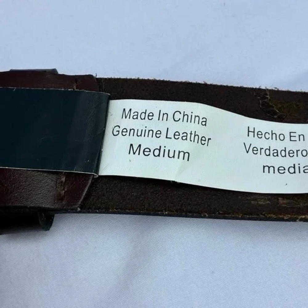 JCPenney Mens Chocolate Brown Genuine Leather Whipstitch Western Belt Size M